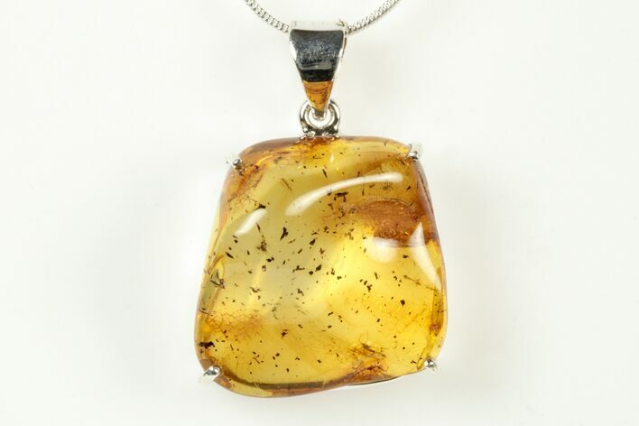 Polished Baltic Amber Pendant (Necklace) - Sterling Silver #240297